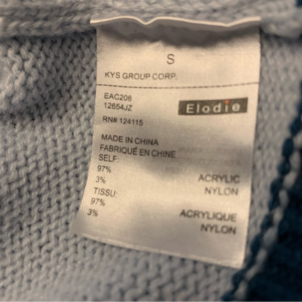 Elodie Multicolor Striped Crew Neck Balloon Sleeve Knit Sweater Size S - Picture 3 of 13